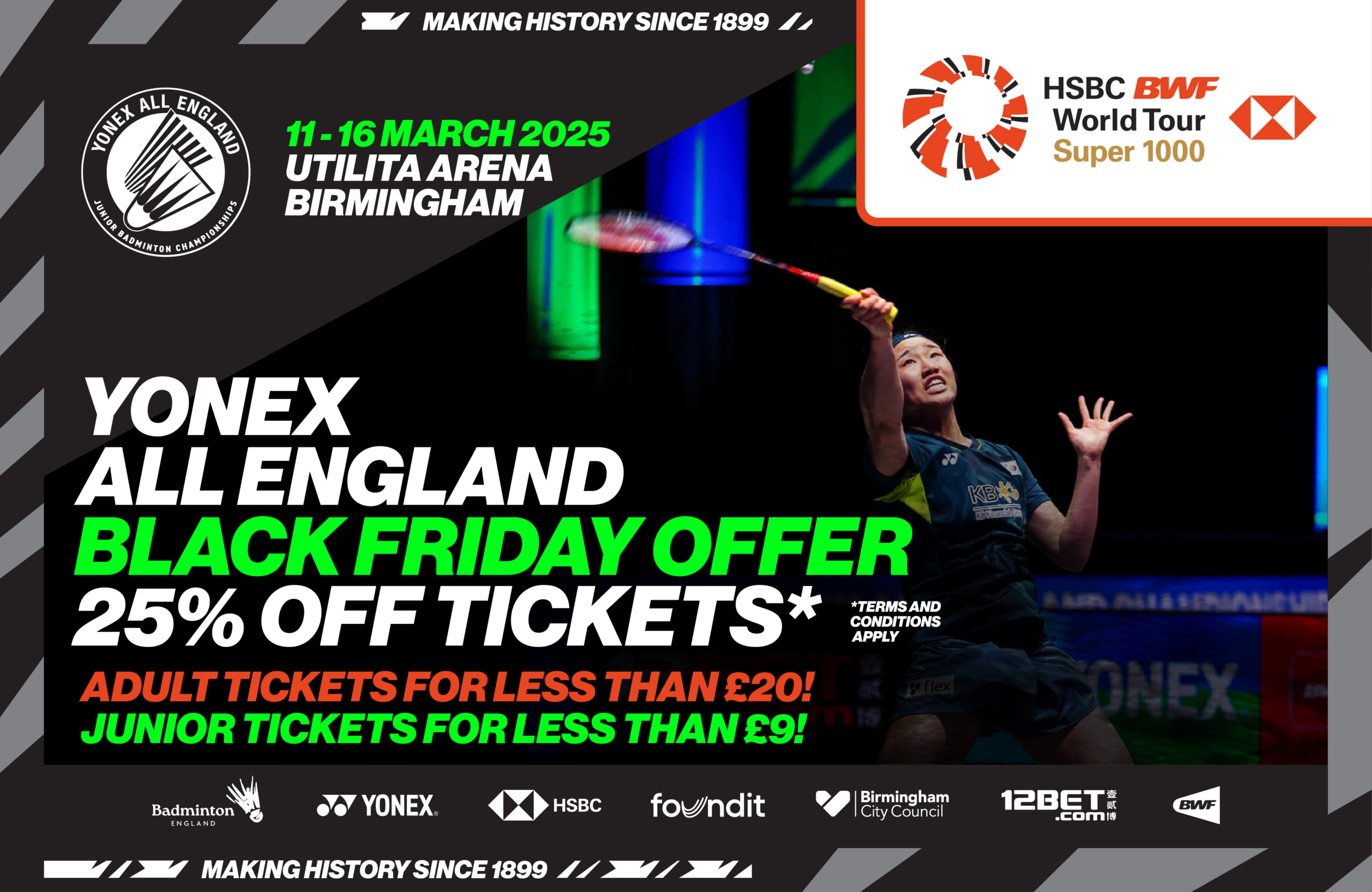 Yonex All England 2025 | Black Friday Offer - 25% OFF | Buy Your Tickets Now